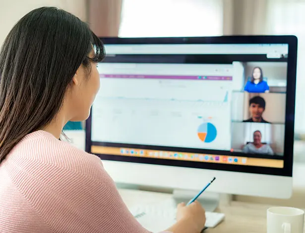 Woman having an online meeting